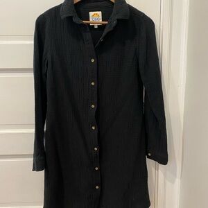 C&C California Black Cotton Shirt Dress